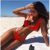 Solid color two piece bikini set