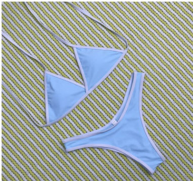 Two tone strap bikini set