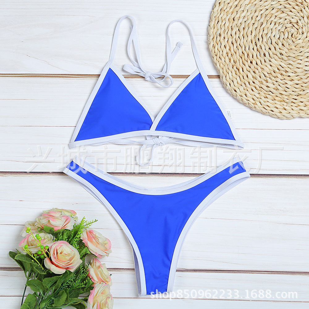 Two tone strap bikini set